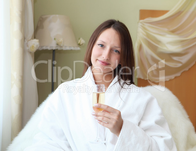 young  woman with glasses of champagne