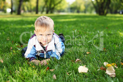 Little boy in summer park