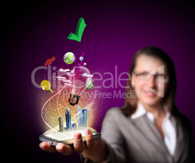 Business woman holding a mobile phone