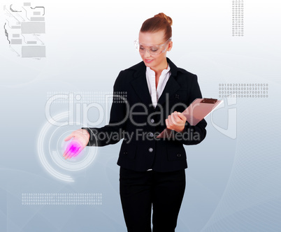 Business woman in a dark suit