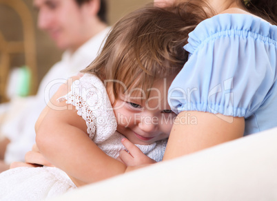 baby with a mother at home