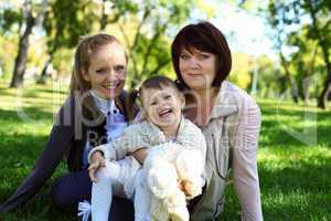 Family in summer park