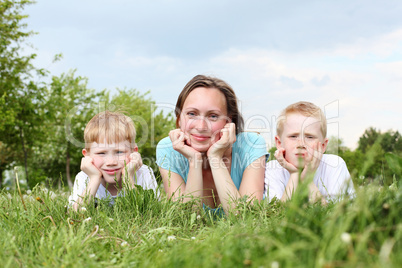 mother with her two sons outdoors