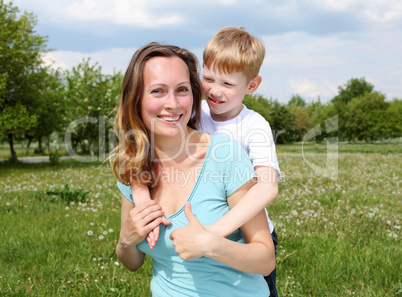 mother with her son outdoors