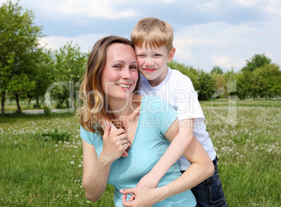 mother with her son outdoors