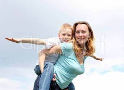 mother with her son outdoors