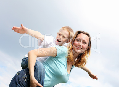 mother with her son outdoors