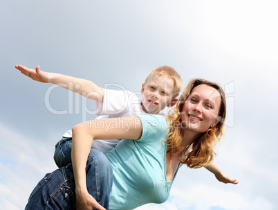 mother with her son outdoors