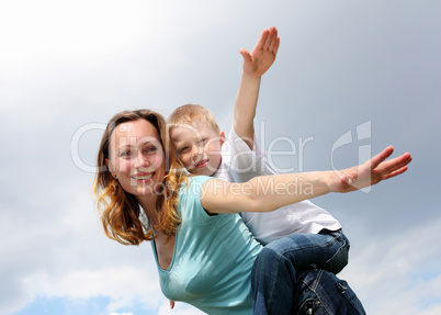 mother with her son outdoors