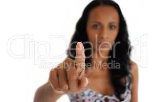 Woman pointing with Finger