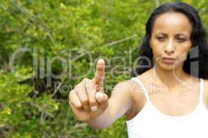 Woman pointing with Finger