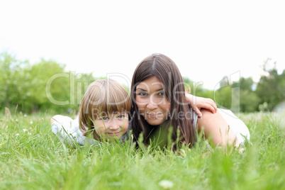itlle girl with her mother outdoors itlle girl with her mother outdoors