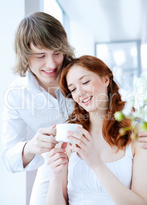 young couple with a gift