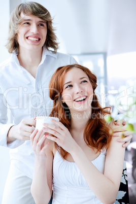 young couple with a gift