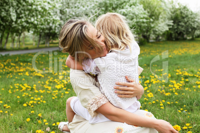 girl with mother in the park