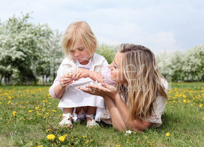 girl with mother in the park