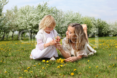 girl with mother in the park