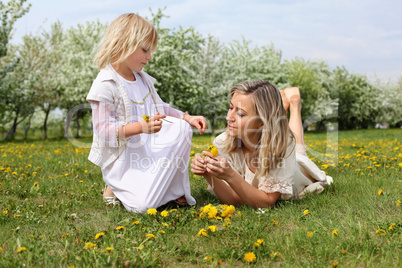 girl with mother in the park