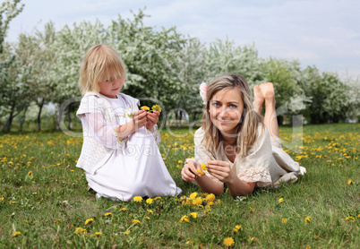 girl with mother in the park