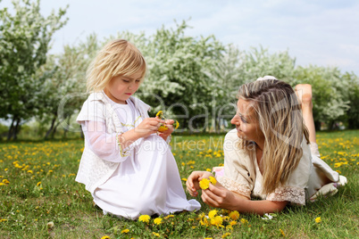 girl with mother in the park