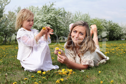 girl with mother in the park