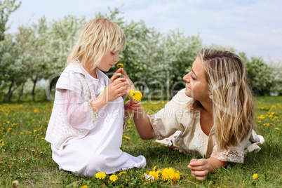 girl with mother in the park