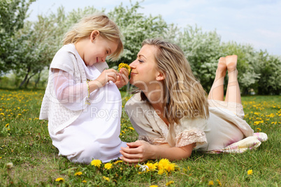 girl with mother in the park