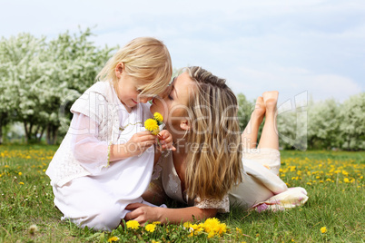 girl with mother in the park