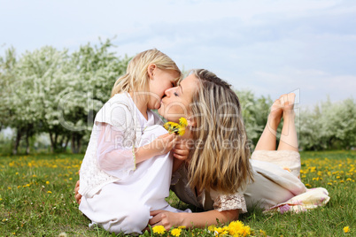 girl with mother in the park