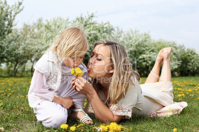 girl with mother in the park