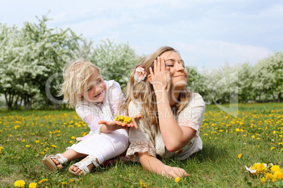 girl with mother in the park