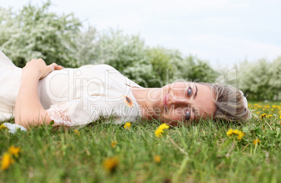 young woman in spring park