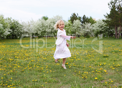 little girl in spring park