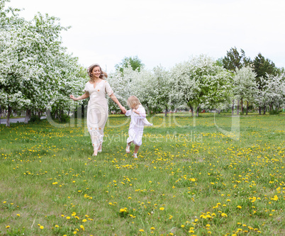 girl with mother in the park