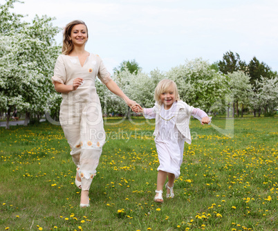 girl with mother in the park