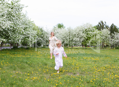 girl with mother in the park