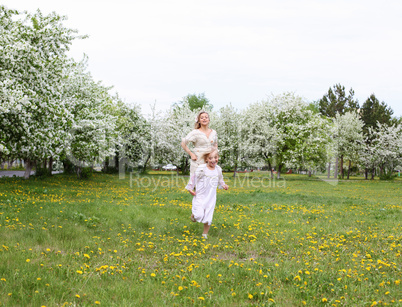 girl with mother in the park