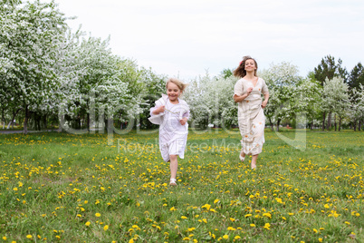 girl with mother in the park