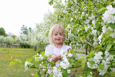 little girl in spring park