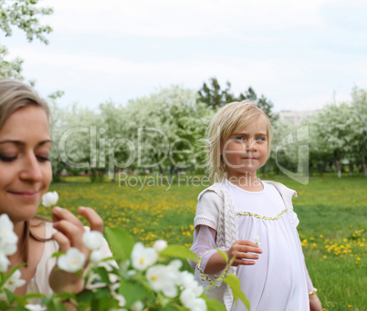 girl with mother in the park