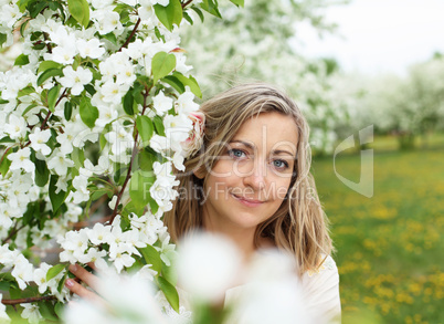 young woman in spring park