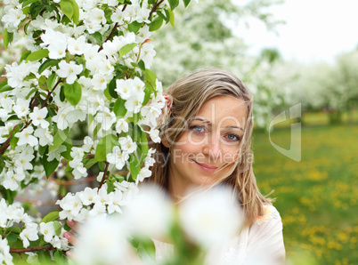 young woman in spring park