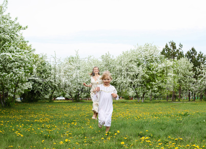 girl with mother in the park