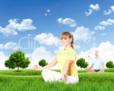 Portrait of a young woman meditating on nature
