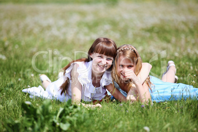 two girls playing in the park