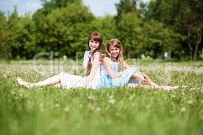 two girls playing in the park