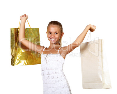 Pretty teenage girl with shopping bags