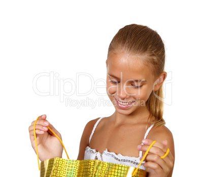 Pretty teenage girl with shopping bags