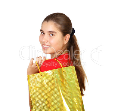 Pretty teenage girl with shopping bags