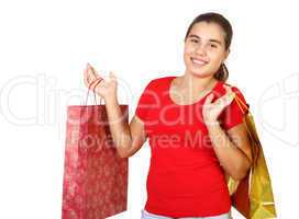 Pretty teenage girl with shopping bags
